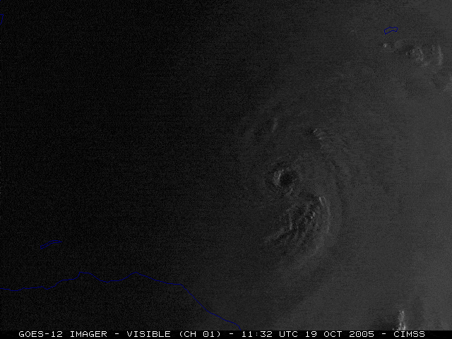 This image from NOAA’s GOES-12 satellite shows the destructive Hurricane Wilma.
