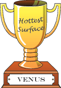 Cartoon trophy for hottest surface goes to Venus.